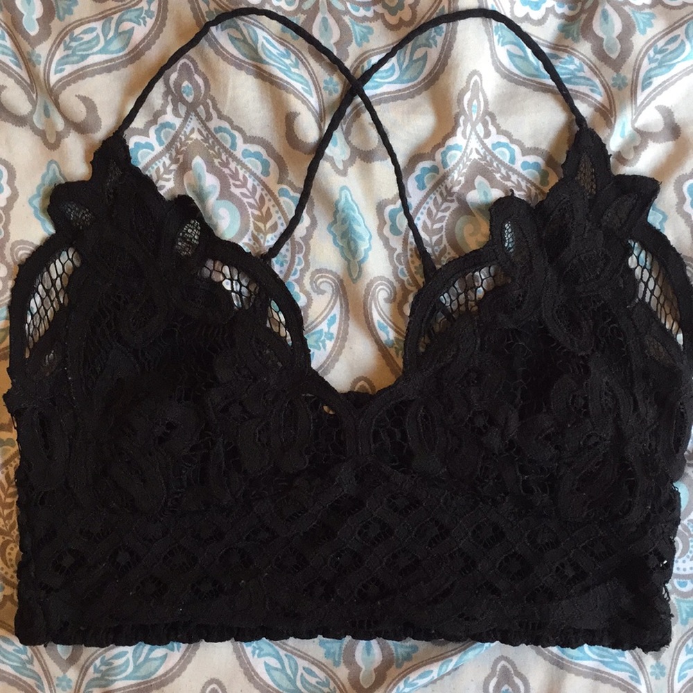 Black Free People Floral Bralette